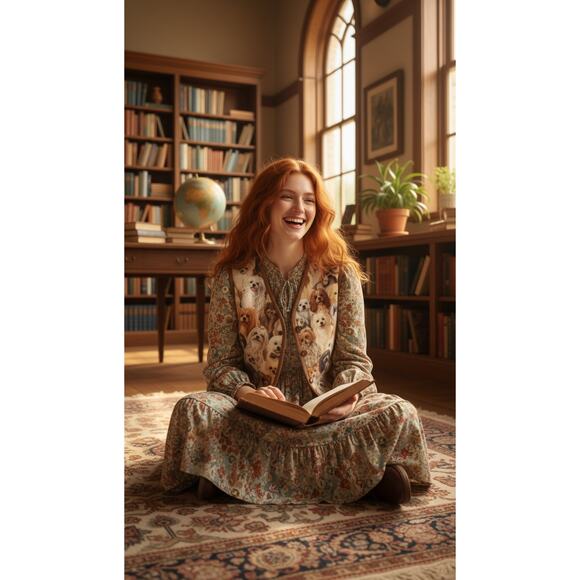 VTG 90s Saddle River Puppy Dog Vest Small | Dog Print Preppy Classic Cottagecore - Picture 1 of 9